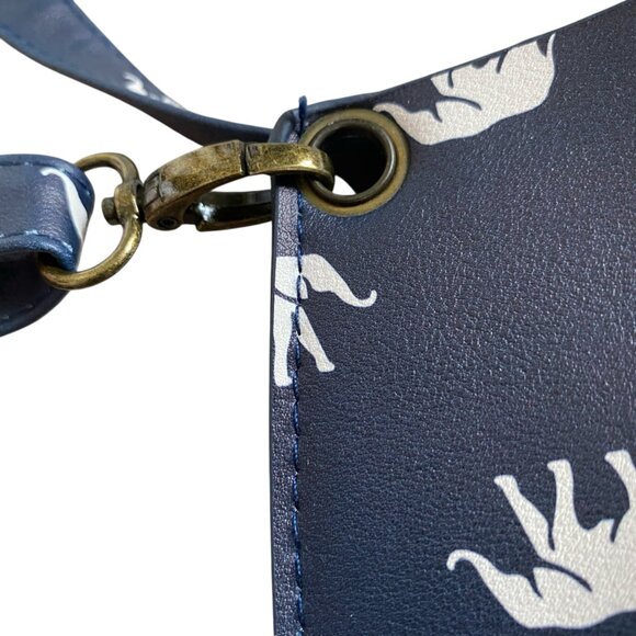 Women's blue and white elephant pattern shoulder bag handbag bag - Picture 9 of 10